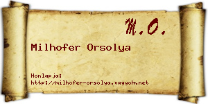 Milhofer Orsolya névjegykártya